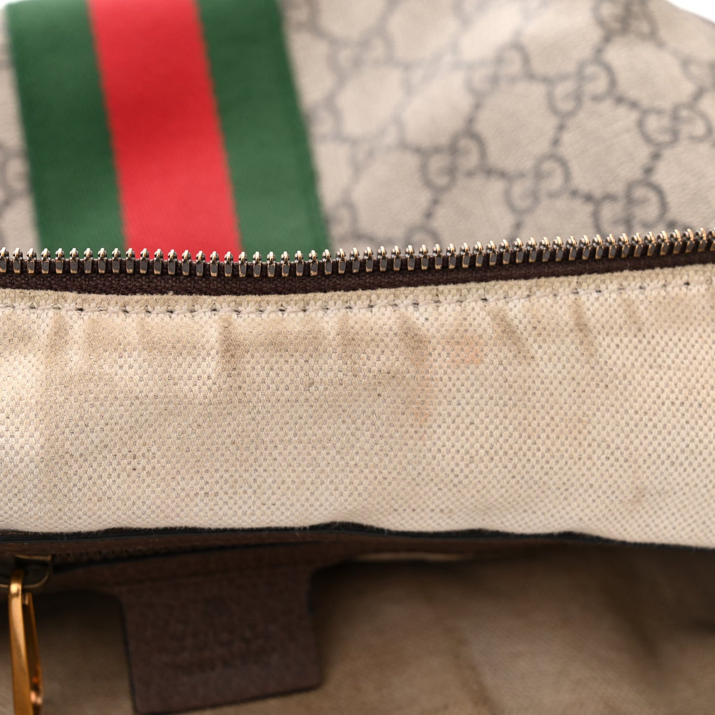 GG Supreme Monogram Web Small Ophidia Half Moon Hobo Brown