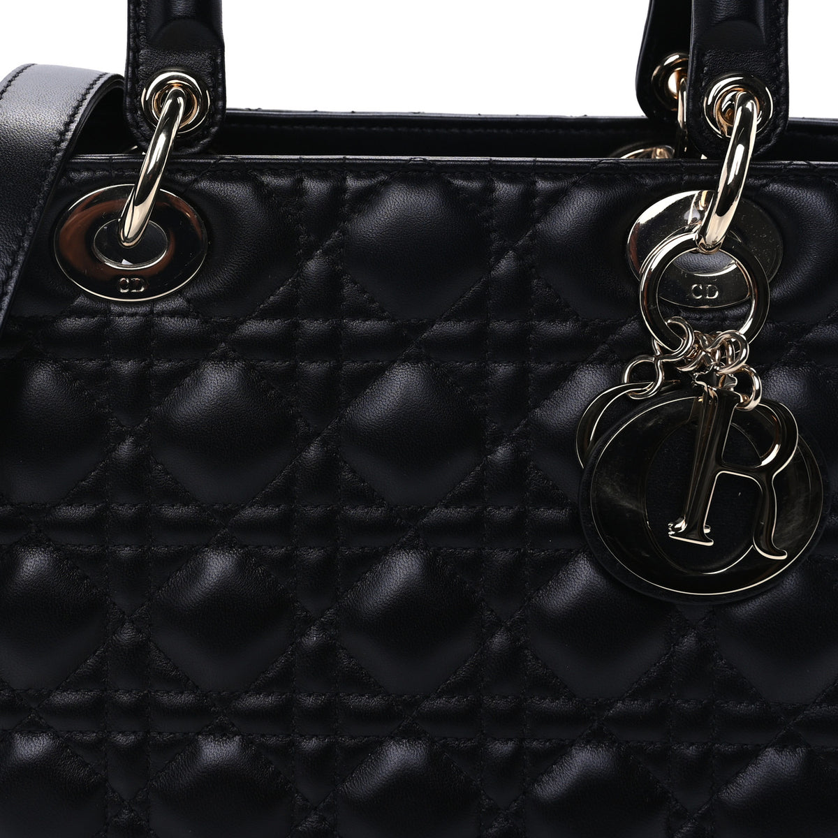 Christian Dior Lambskin Cannage Medium Lady Dior Black 6 of 8