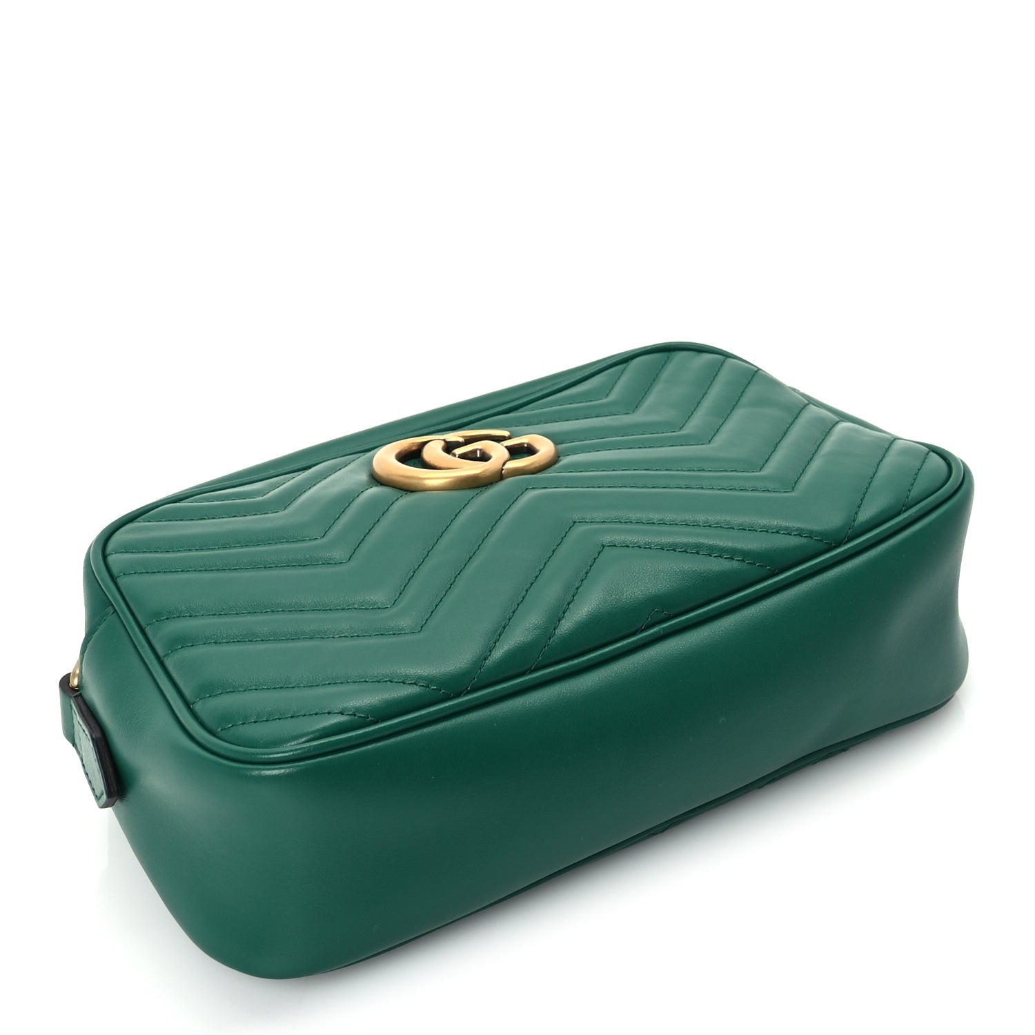 Gucci Calfskin Matelasse Small GG Marmont Chain Shoulder Bag  Emerald Green 3 of 8