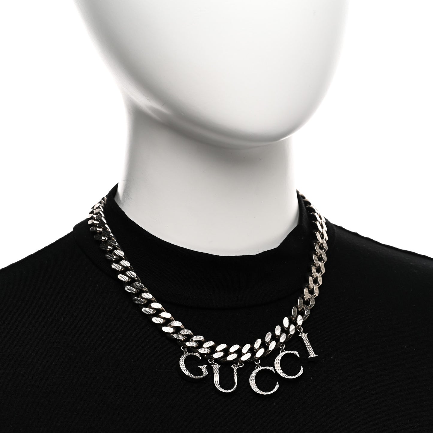 Metal Script Choker Necklace Silver