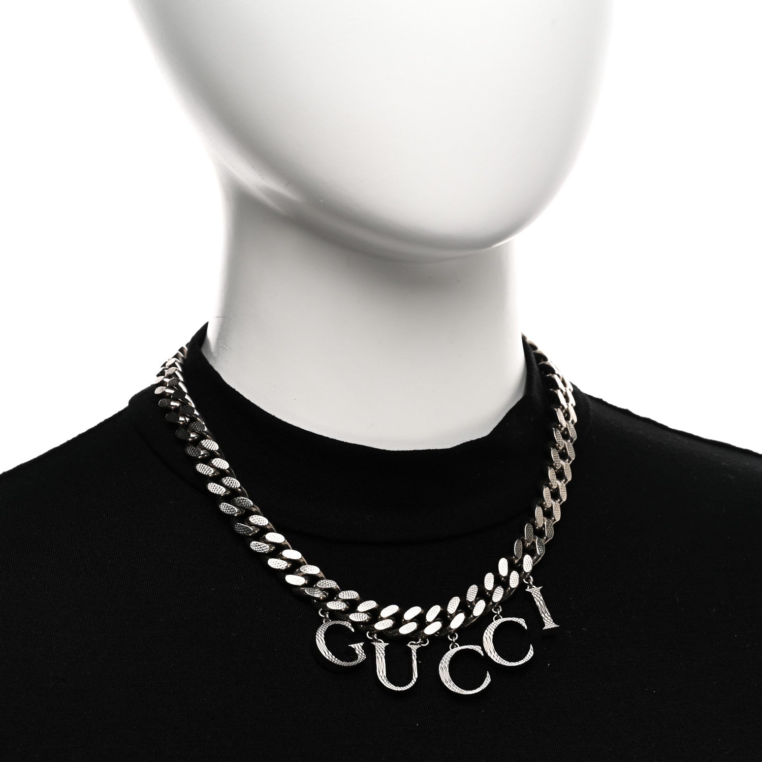 Gucci Metal Script Choker Necklace Silver 2 of 7