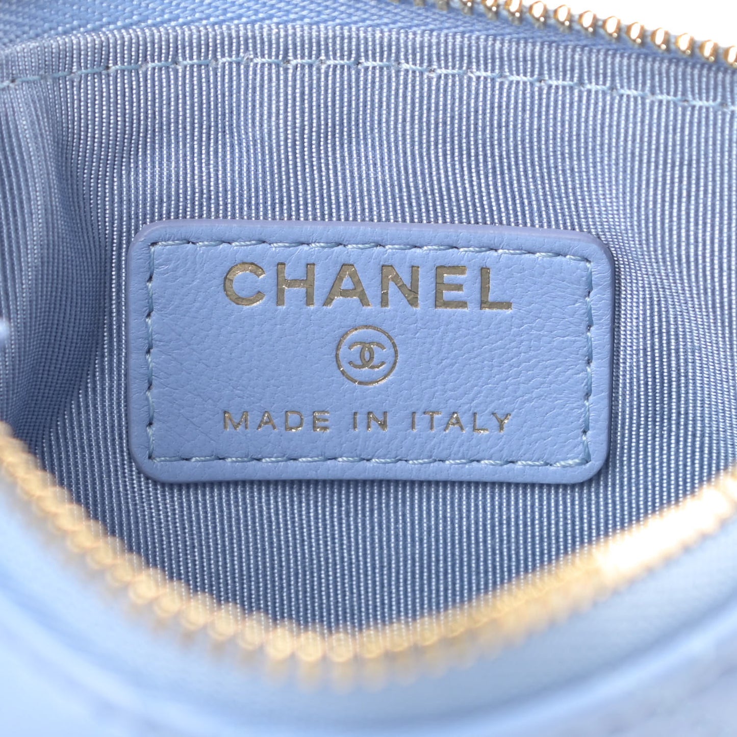 Lambskin Quilted Small Cosmetic Case Light Blue