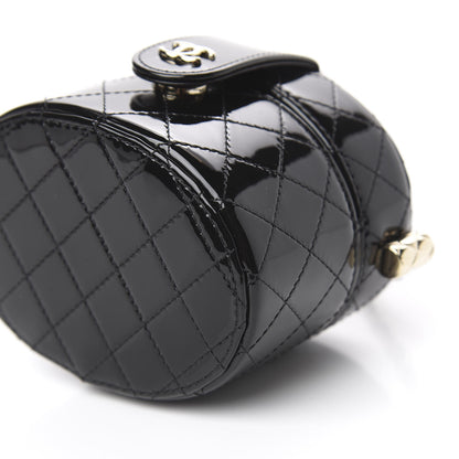 Chanel Patent Quilted Round Small Vanity With Chain Black 9 of 12