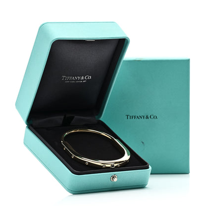 Tiffany 18K Yellow Gold Diamond Tiffany Lock Bangle Bracelet 6 of 6