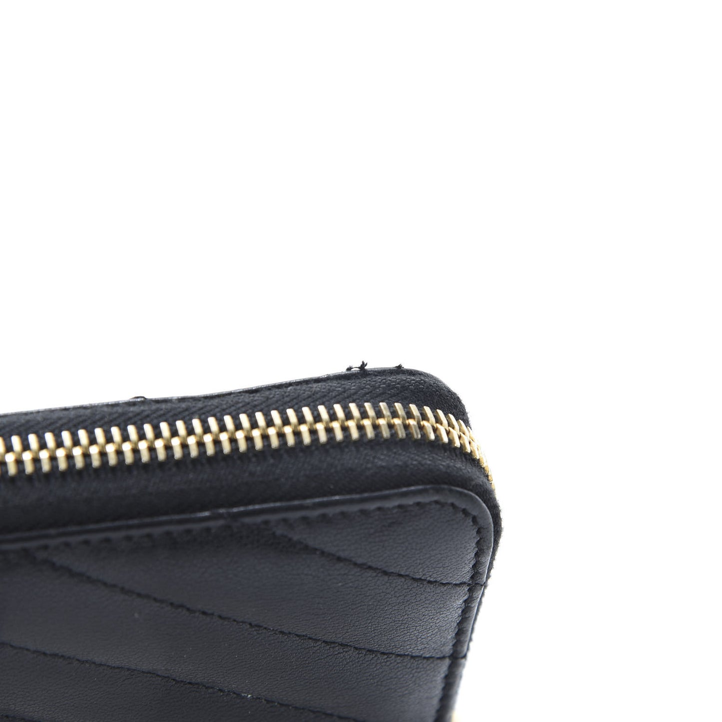 Calfskin Matelasse Chevron Monogram Zip Around Wallet Black