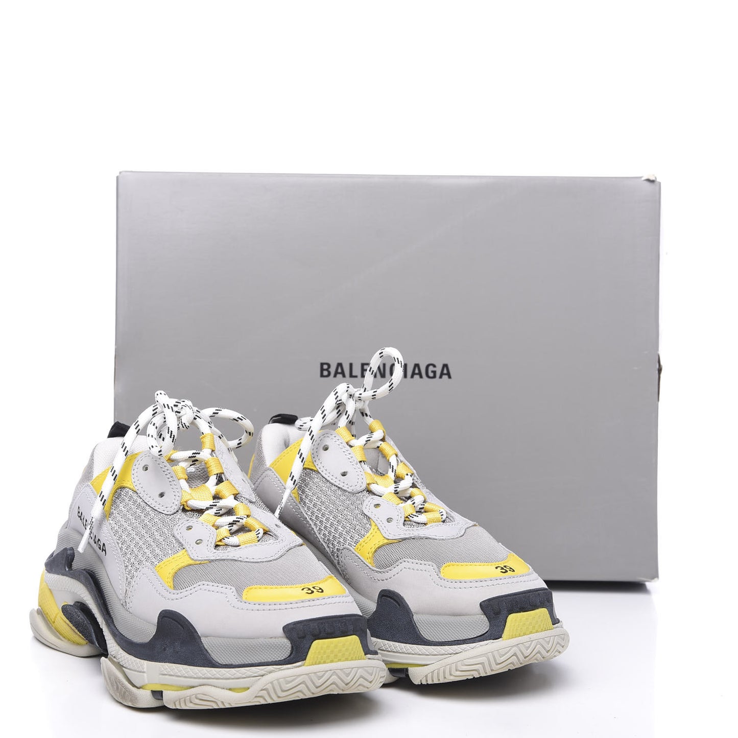 Fabric Mesh Womens Triple S Sneakers 39 Yellow Grey White