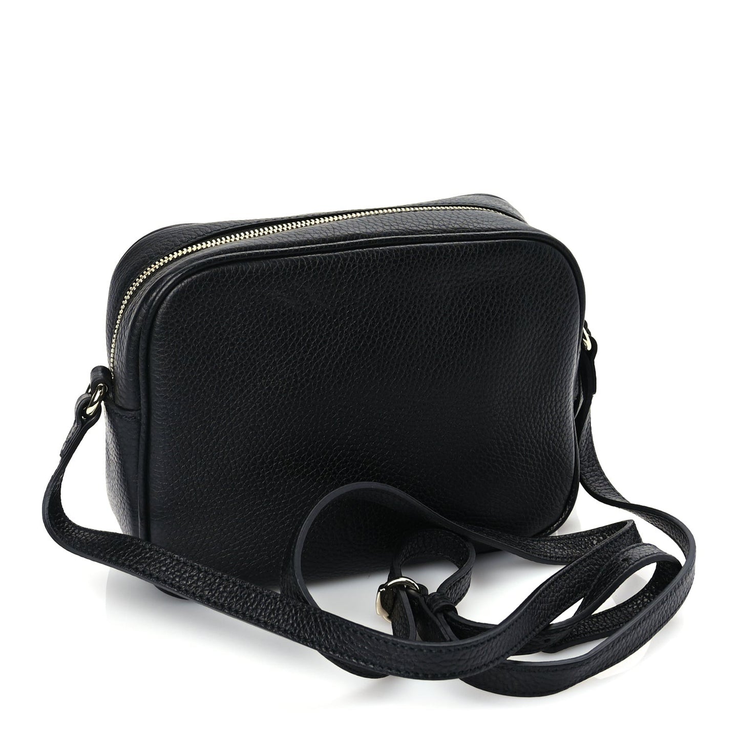 Pebbled Calfskin Small Soho Disco Bag Black