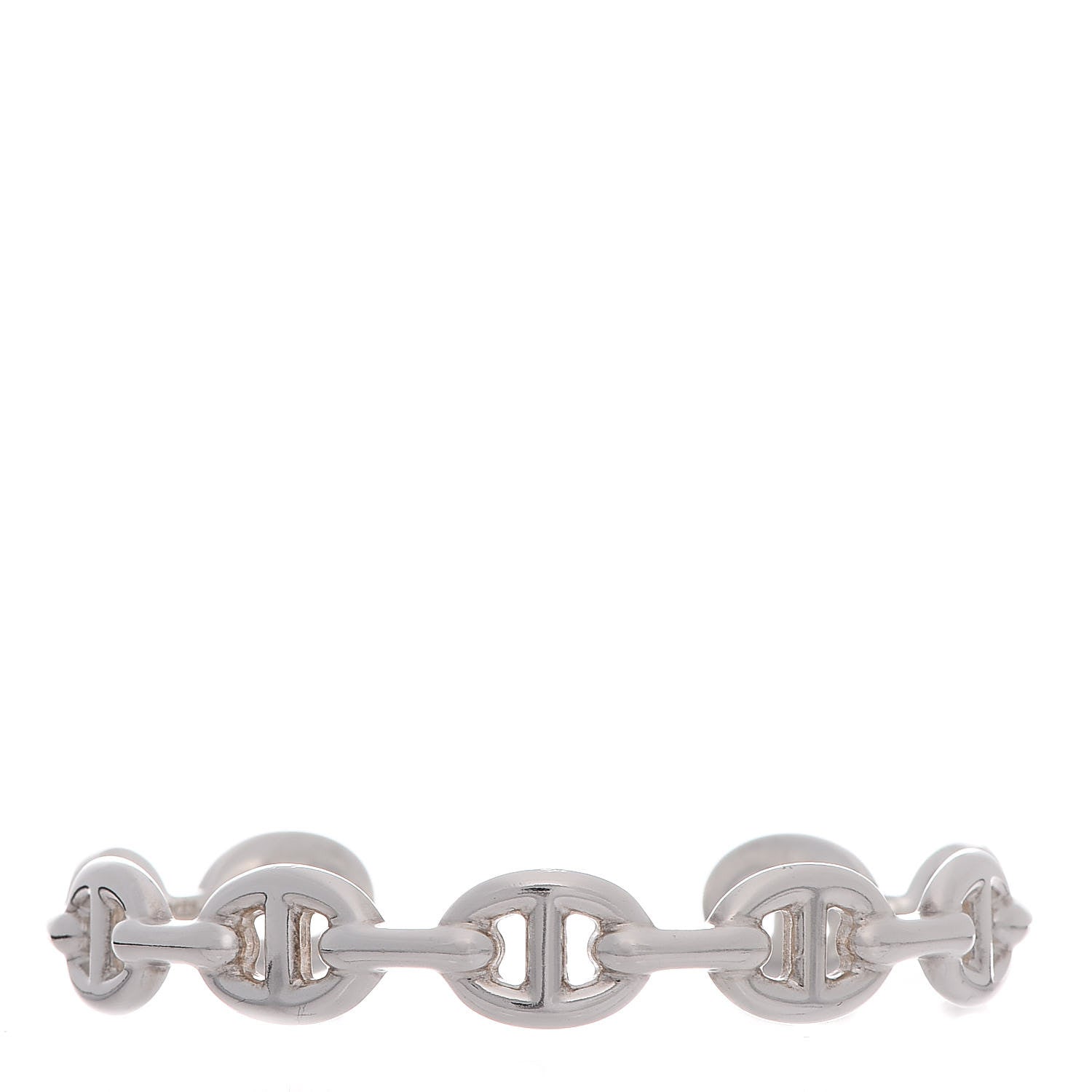 Hermes Sterling Silver MM Chaine d'Ancre Enchainee Cuff Bracelet LG 3 of 11