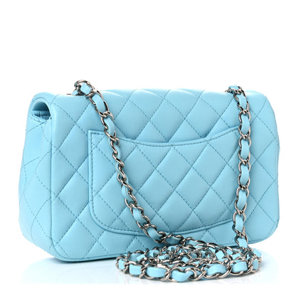 Chanel Lambskin Quilted Mini Rectangular Flap Light Blue 2 of 9