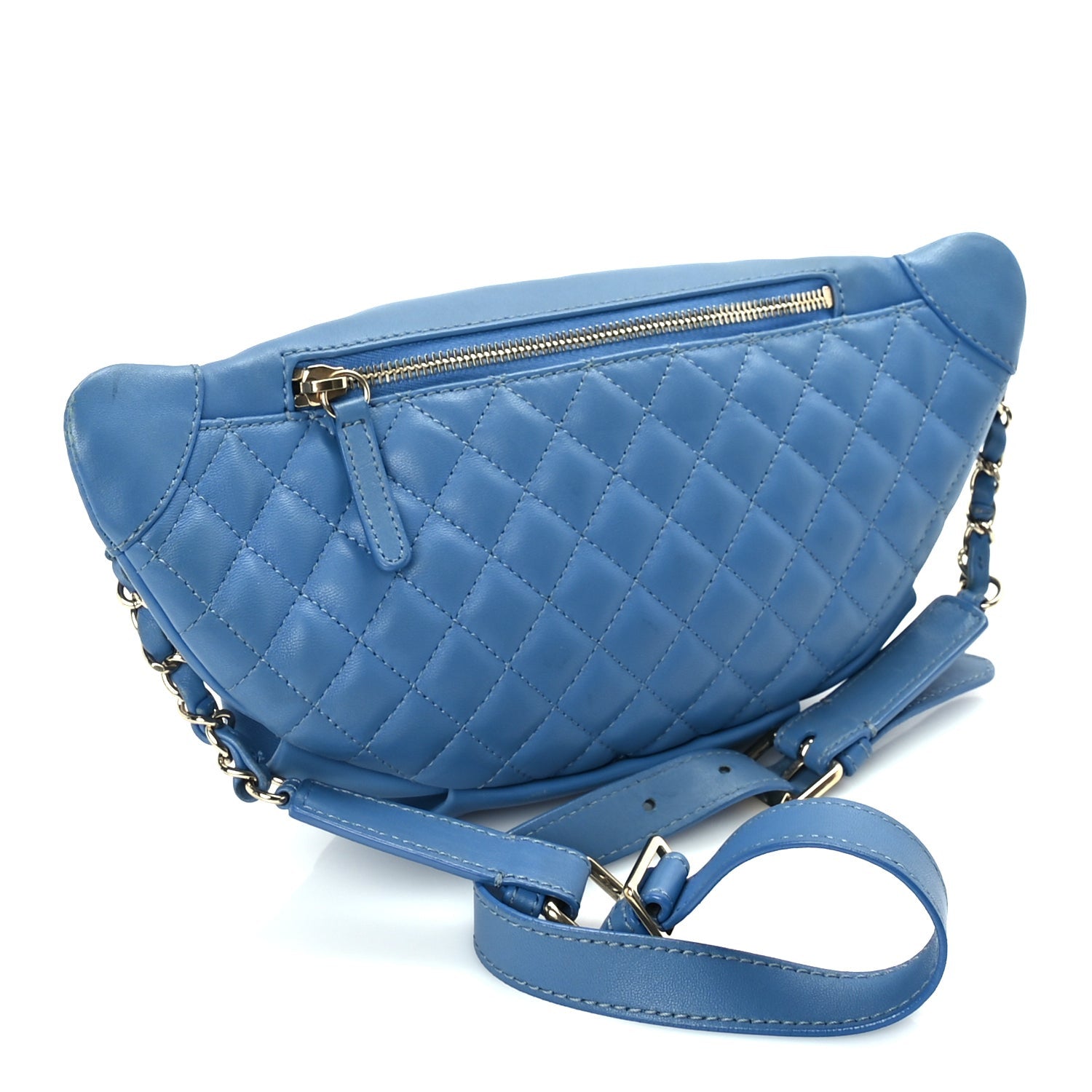Chanel Lambskin Quilted Bi Waist Bag Pack  Blue 2 of 9