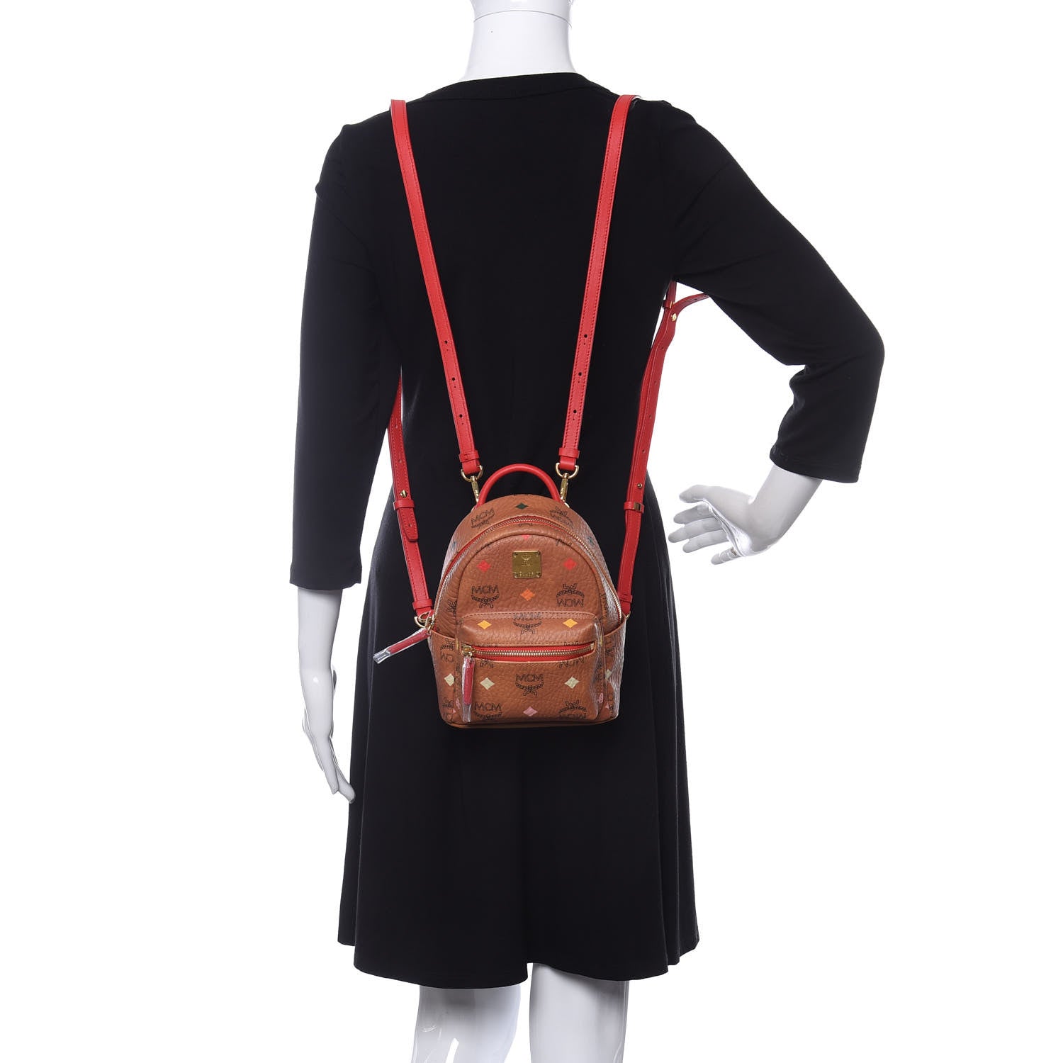 MCM Skyoptic Visetos X-Mini Stark Bebe Boo Backpack Cognac 2 of 13