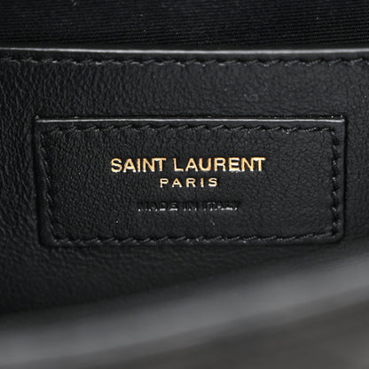 Saint Laurent Grain De Poudre Textured Mixed Matelasse Triquilt Small Monogram Satchel Black 6 of 11