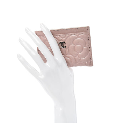 Chanel Goatskin Camellia Embossed Card Holder Light Pink 2 of 9