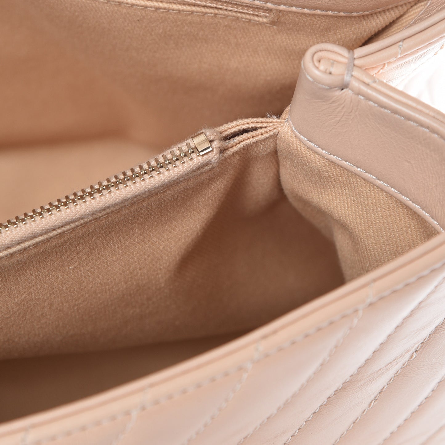 Calfskin Chevron Quilted Large Coco Handle Flap Light Beige