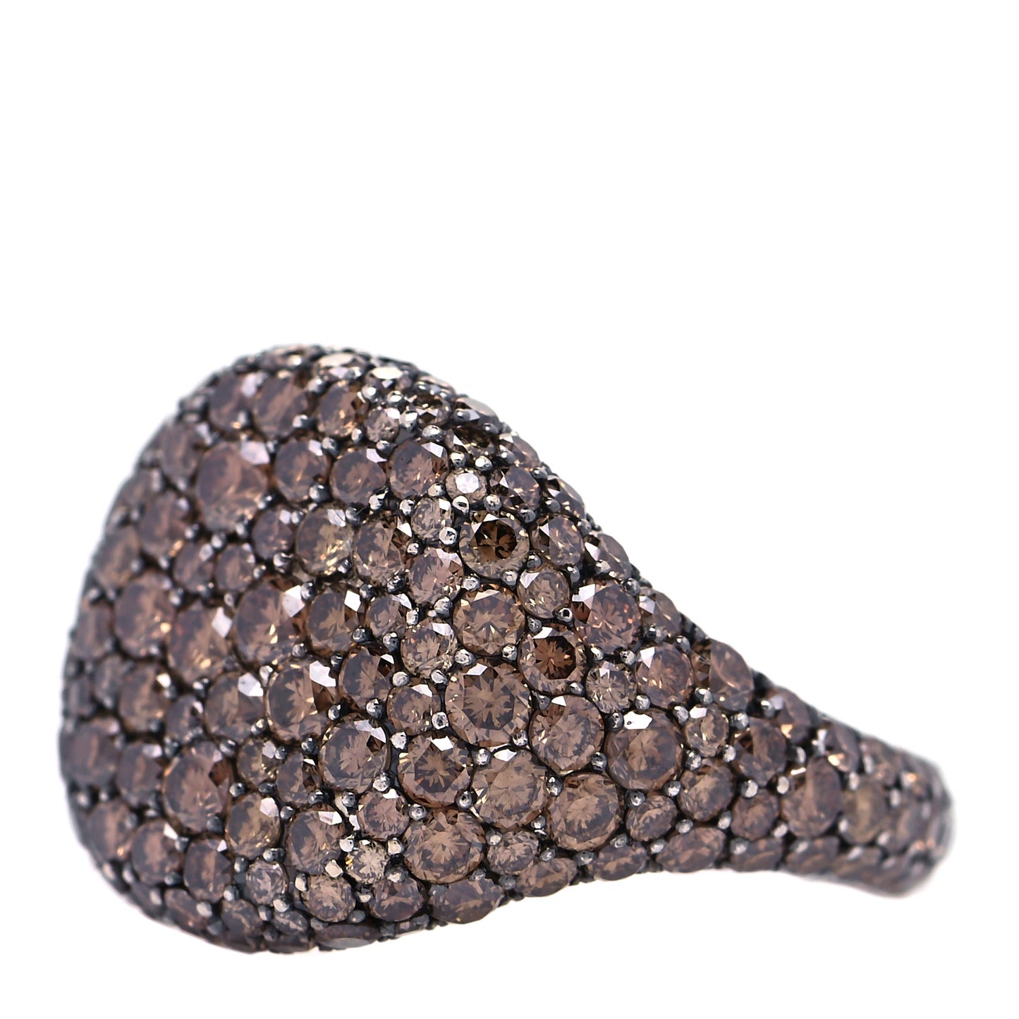 18K White Gold Cognac Diamond 13mm Pave Pinky Ring 45 3.5