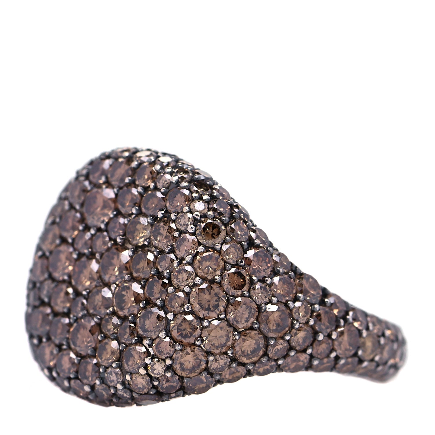 David Yurman 18K White Gold Cognac Diamond 13mm Pave Pinky Ring 45 3.5 4 of 6