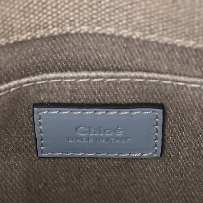Chloe Cotton Calfskin Small Woody Ribbon Tote With Strap Light Blue 6 of 9