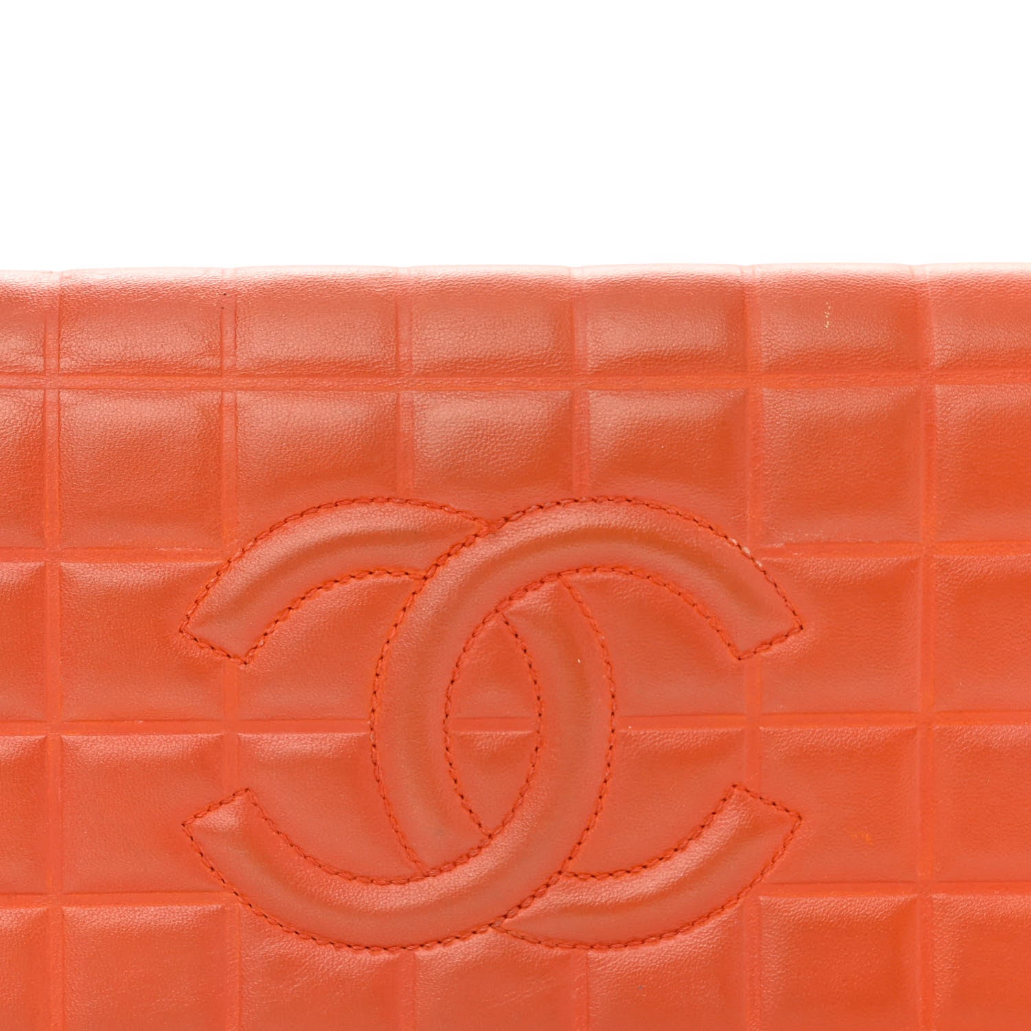 Chanel Lambskin Quilted CC Chocolate Bar Flap Orange 7 of 16