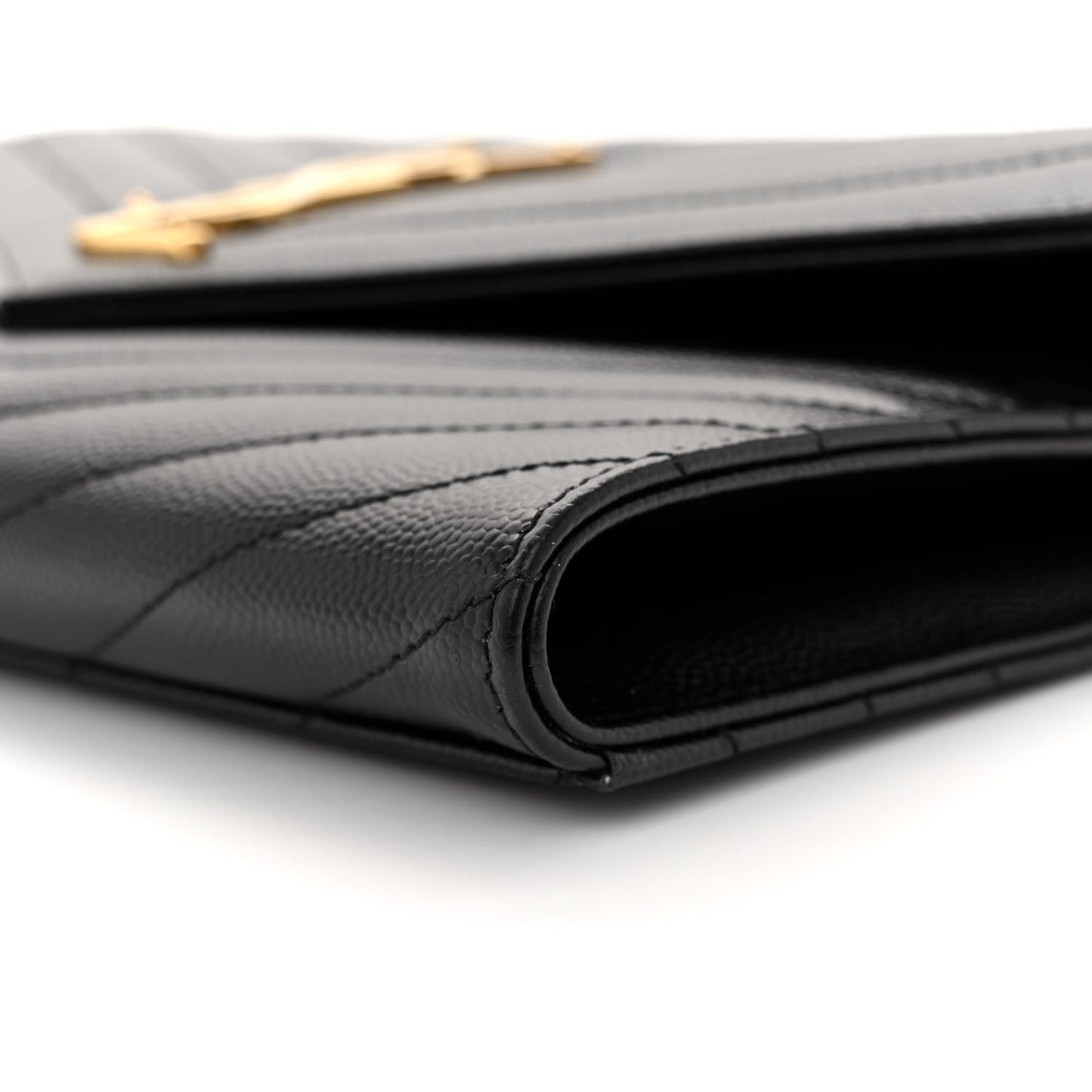 Grain De Poudre Matelasse Chevron Monogram Envelope Clutch Black