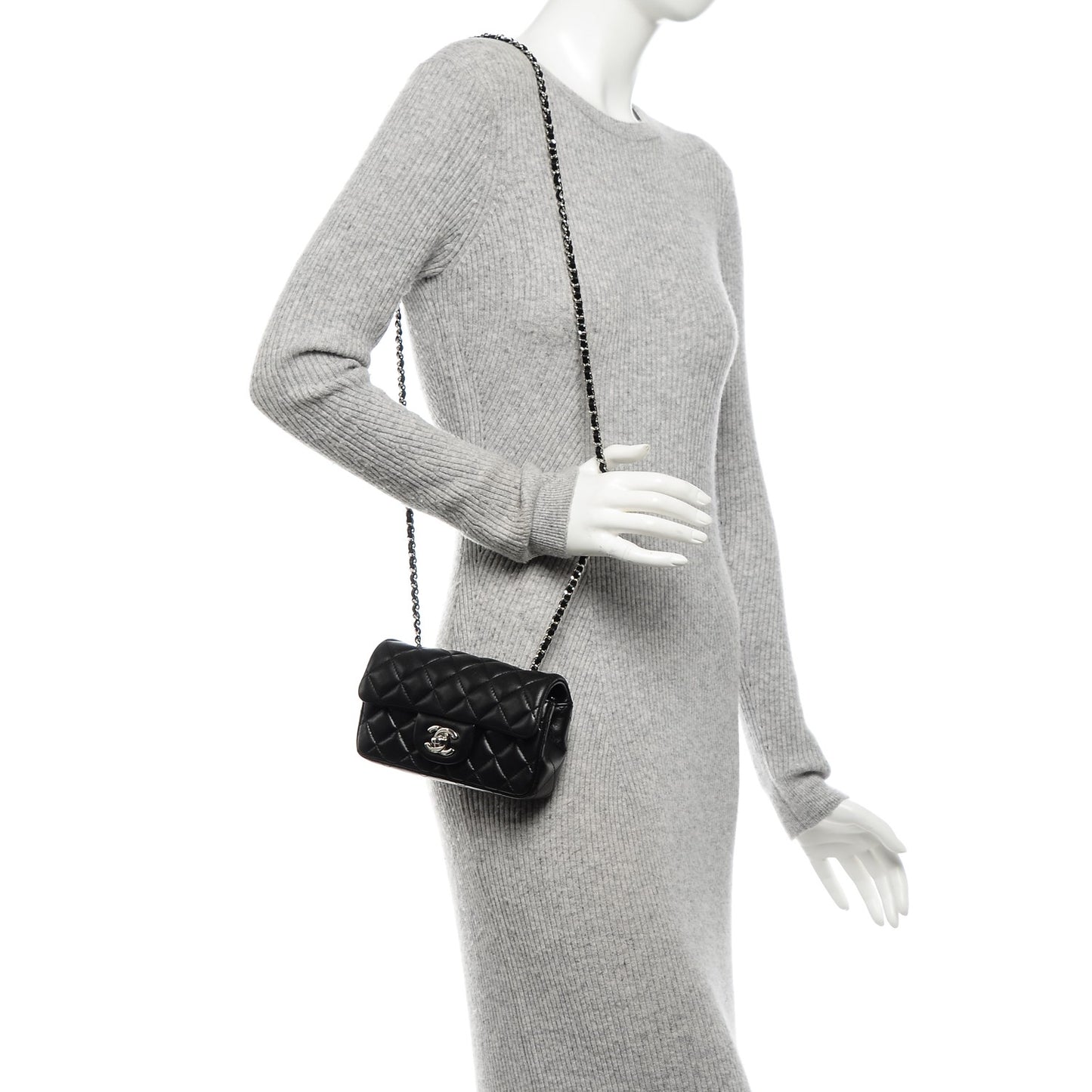 Lambskin Quilted Extra Mini Flap Black