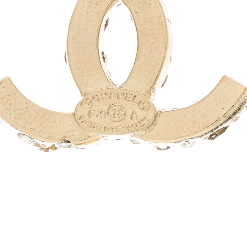 Crystal Studded CC Earrings Gold