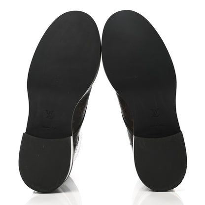 Louis Vuitton Calfskin Monogram Wonderland Flat Ranger Boots 37 Black 5 of 9