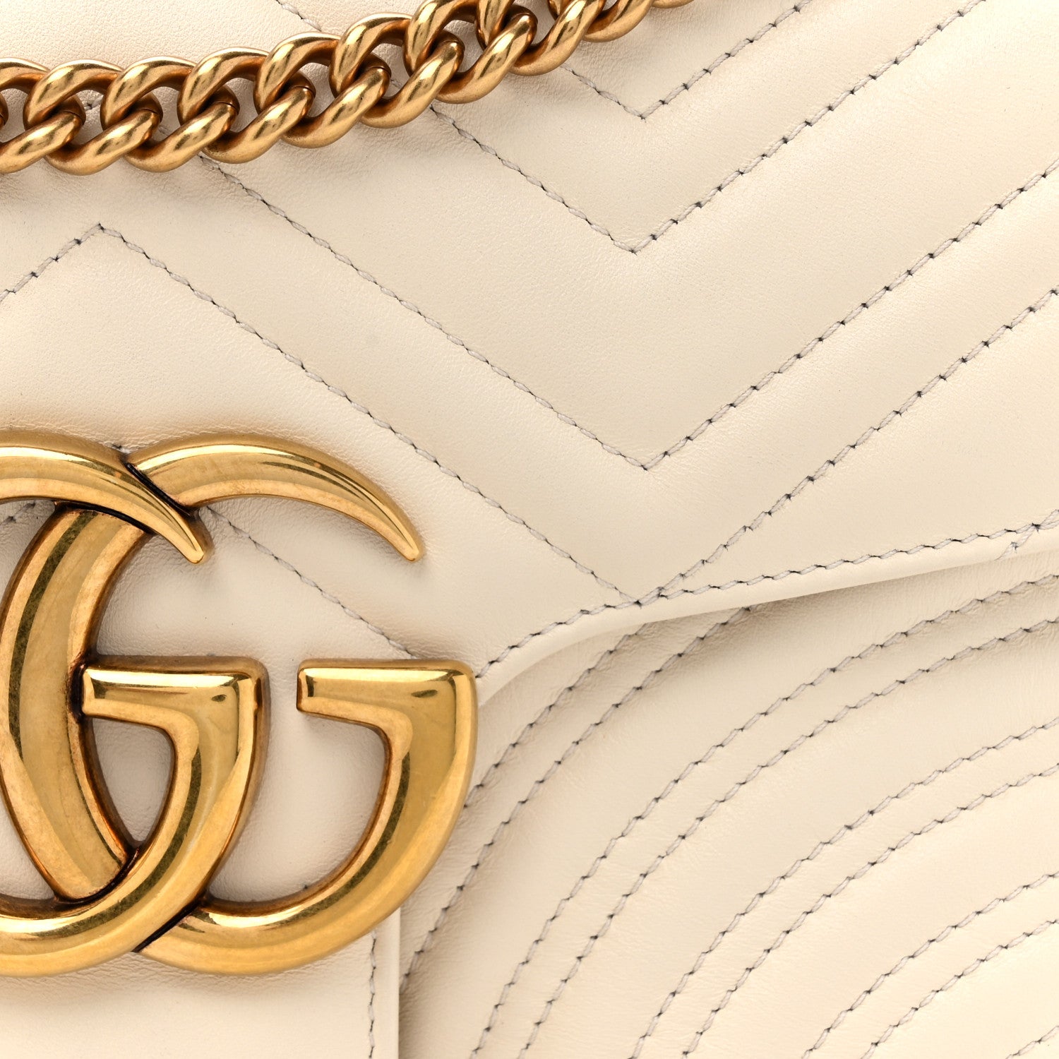 Gucci Calfskin Matelasse Medium GG Marmont Shoulder Bag White 8 of 19