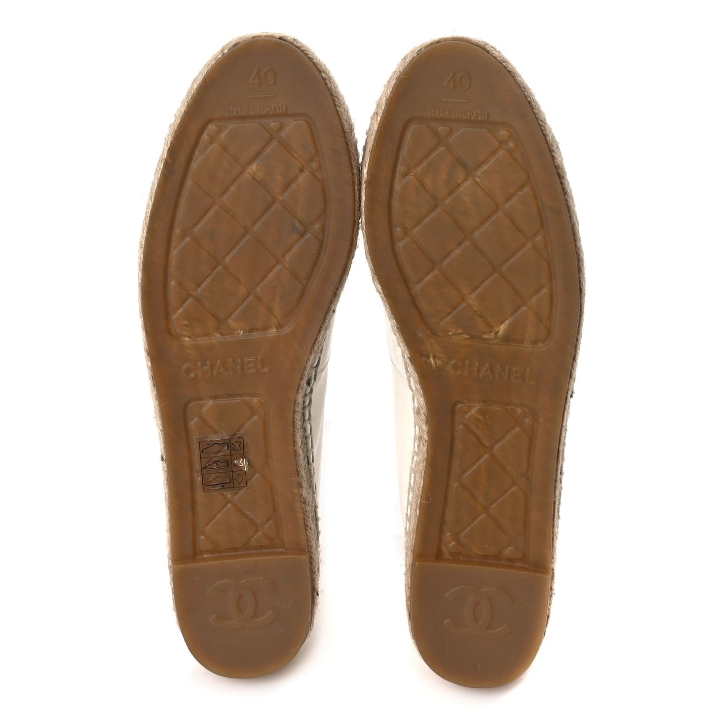 Distressed Patent CC Espadrilles 40 White Silver
