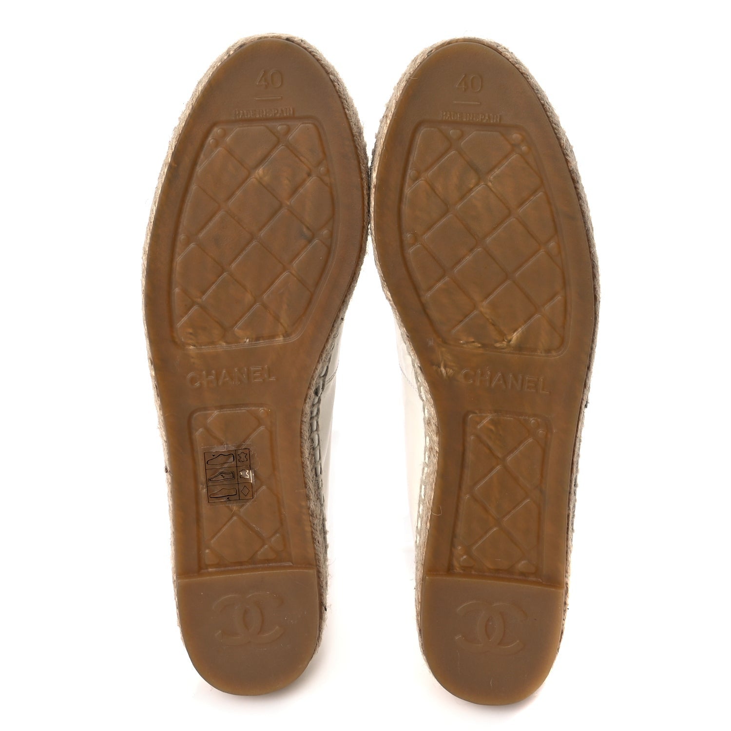 Chanel Distressed Patent CC Espadrilles 40 White Silver 6 of 8