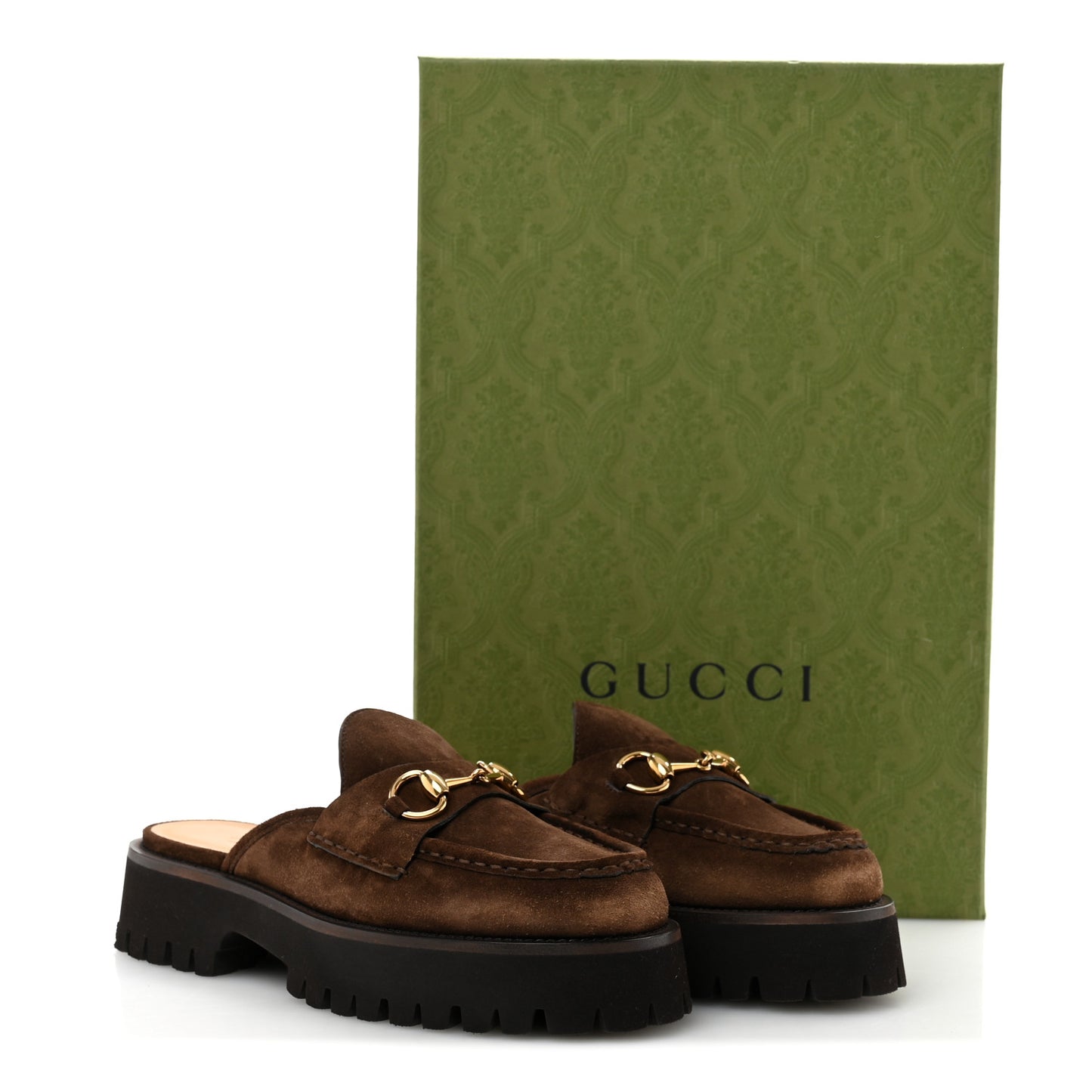 Suede Horsebit Platform Mules 37 Washed Brown