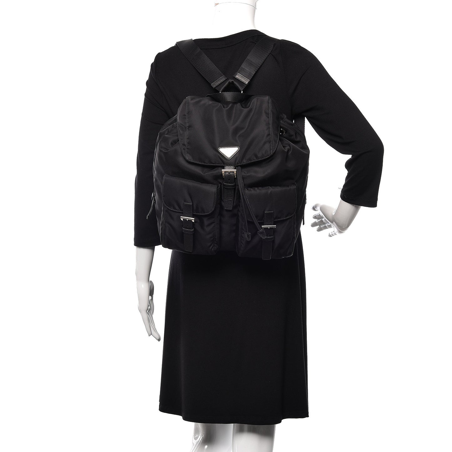 Tessuto Nylon Saffiano Medium Backpack Black