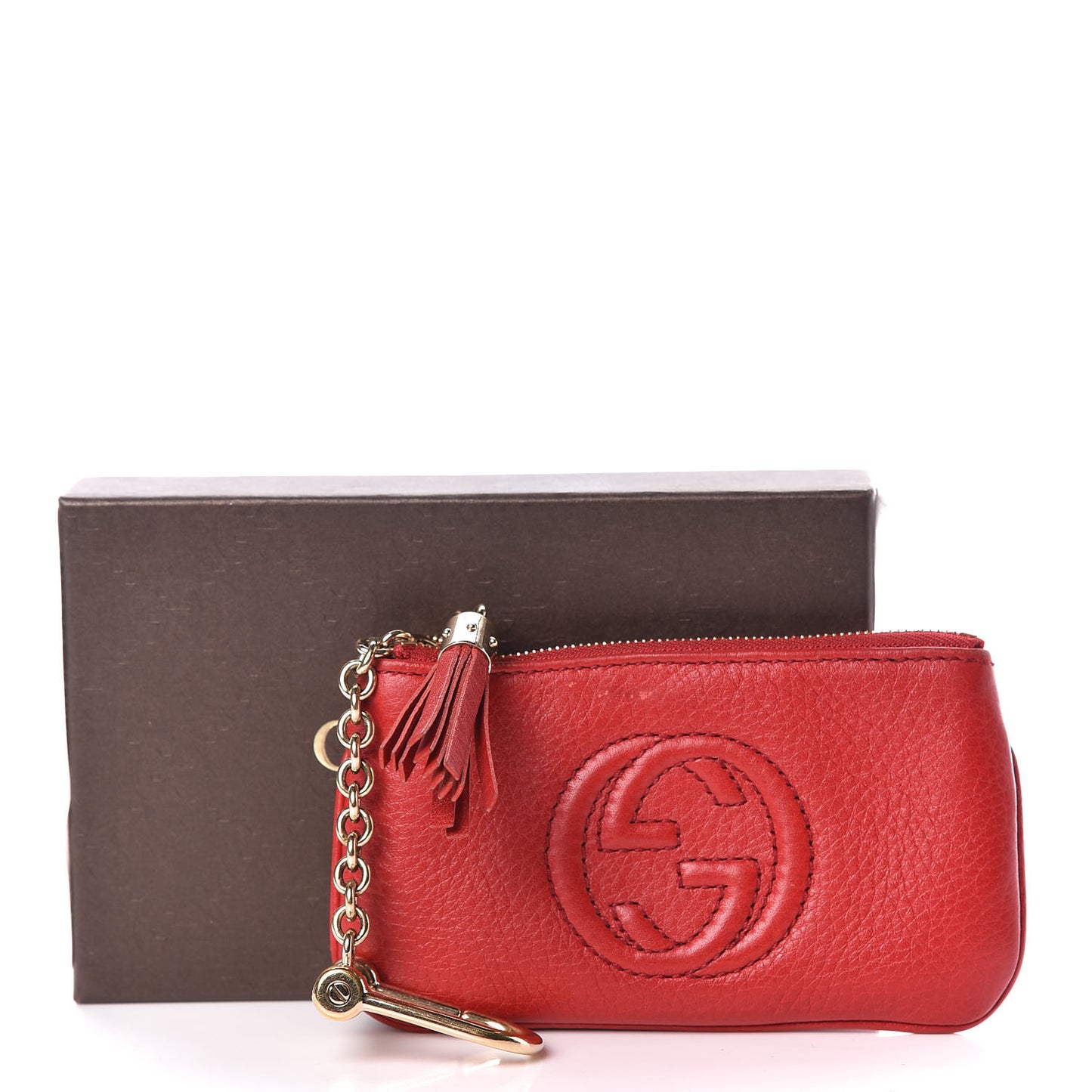 Pebbled Calfskin Soho Key Case Red
