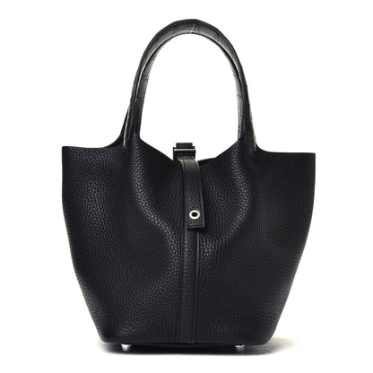 Hermes Taurillon Clemence Matte Alligator Picotin Lock Touch 18 PM Black 1 of 6