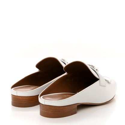 Hermes Goatskin Rivoli Mules 36.5 White 5 of 9