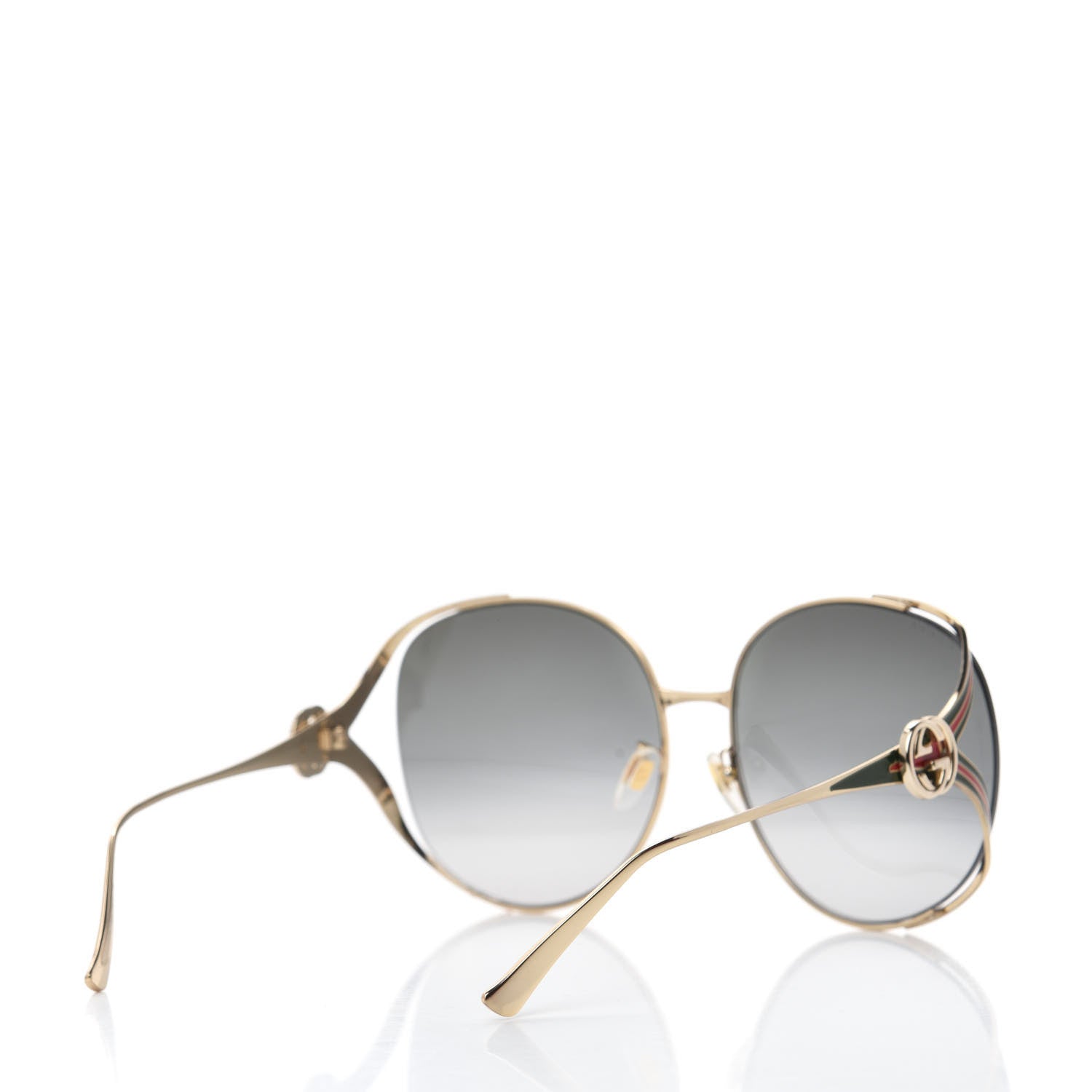 Gucci Metal Oversized Round Frame GG0225S Sunglasses Gold 4 of 8