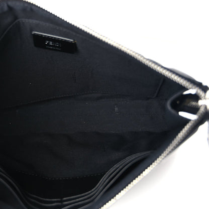 Fendi Vitello Grace FF 1974 Embossed Flat Pouch  Black 5 of 9
