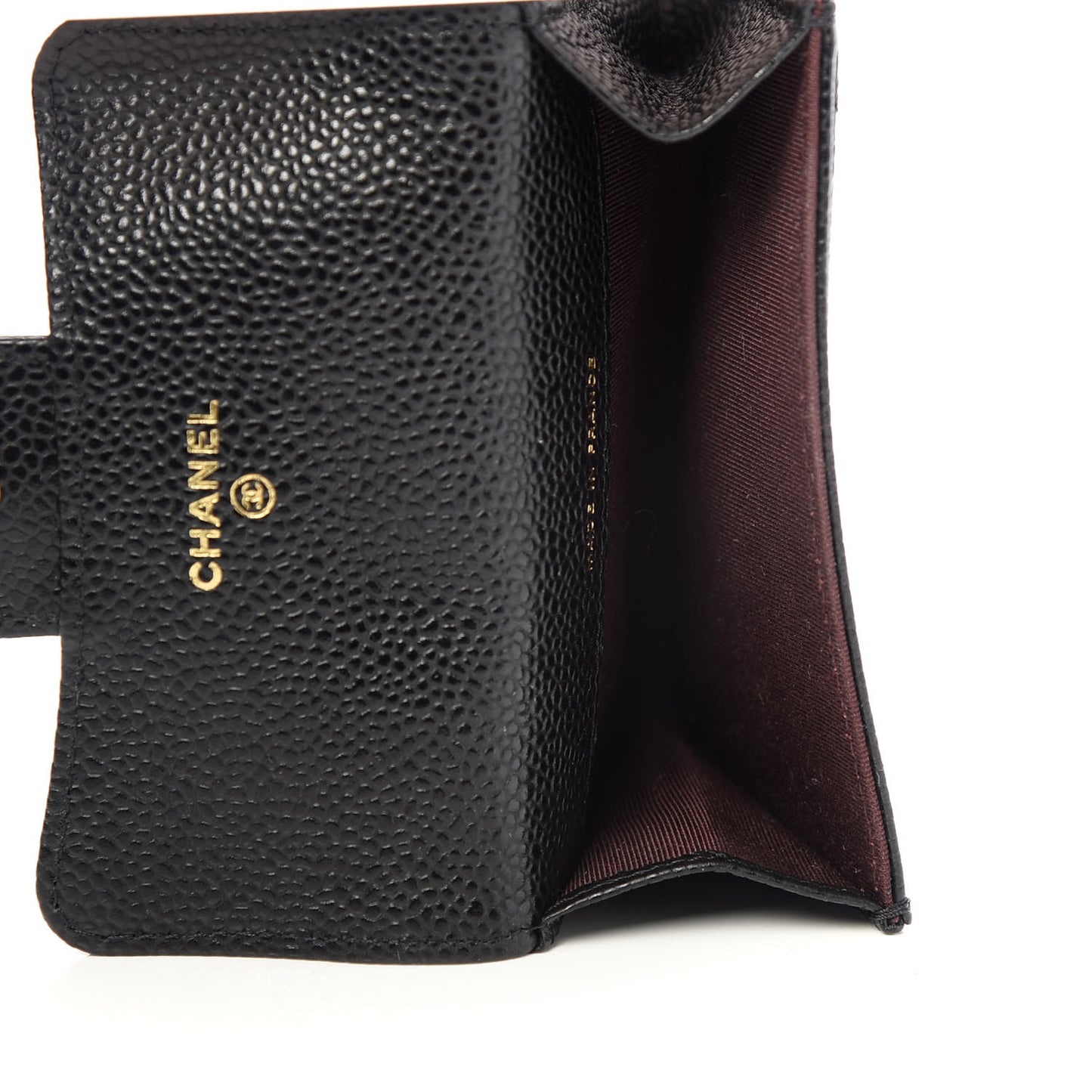 Caviar Quilted Flap Card Holder Wallet Black
