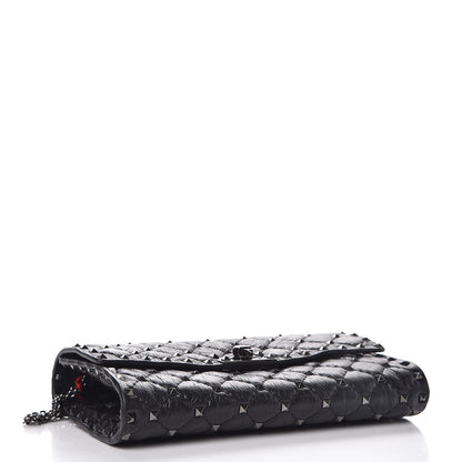 Valentino Garavani Craquele Nappa Rockstud Spike Wallet on Chain Black 4 of 6