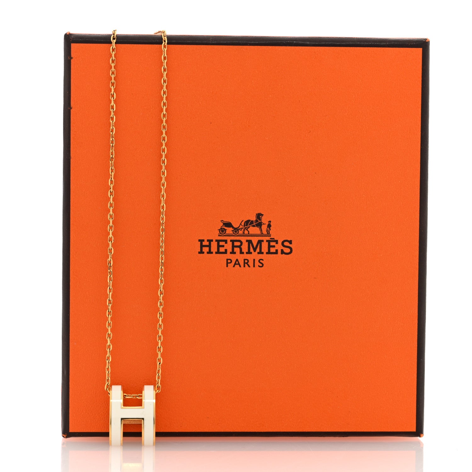 Hermes Lacquered Gold Mini Pop H Pendant Necklace Marron Glace 6 of 6