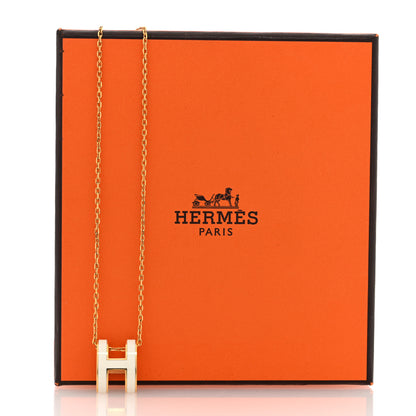 Hermes Lacquered Gold Mini Pop H Pendant Necklace Marron Glace 6 of 6