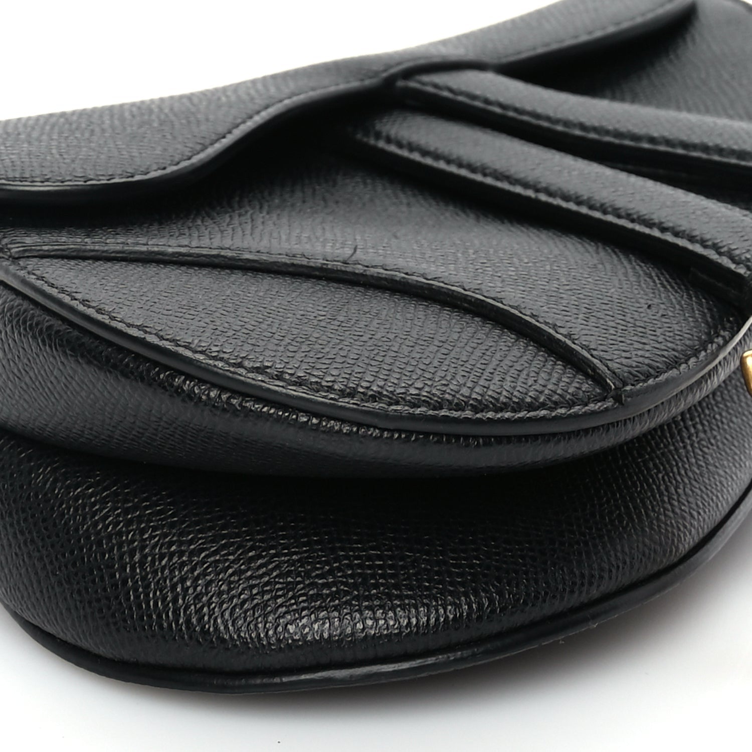 Christian Dior Grained Calfskin Mini Saddle Bag With Strap Black 7 of 8
