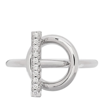 Hermes 18K White Gold Diamond PM Echappee Ring 52 6 1 of 4