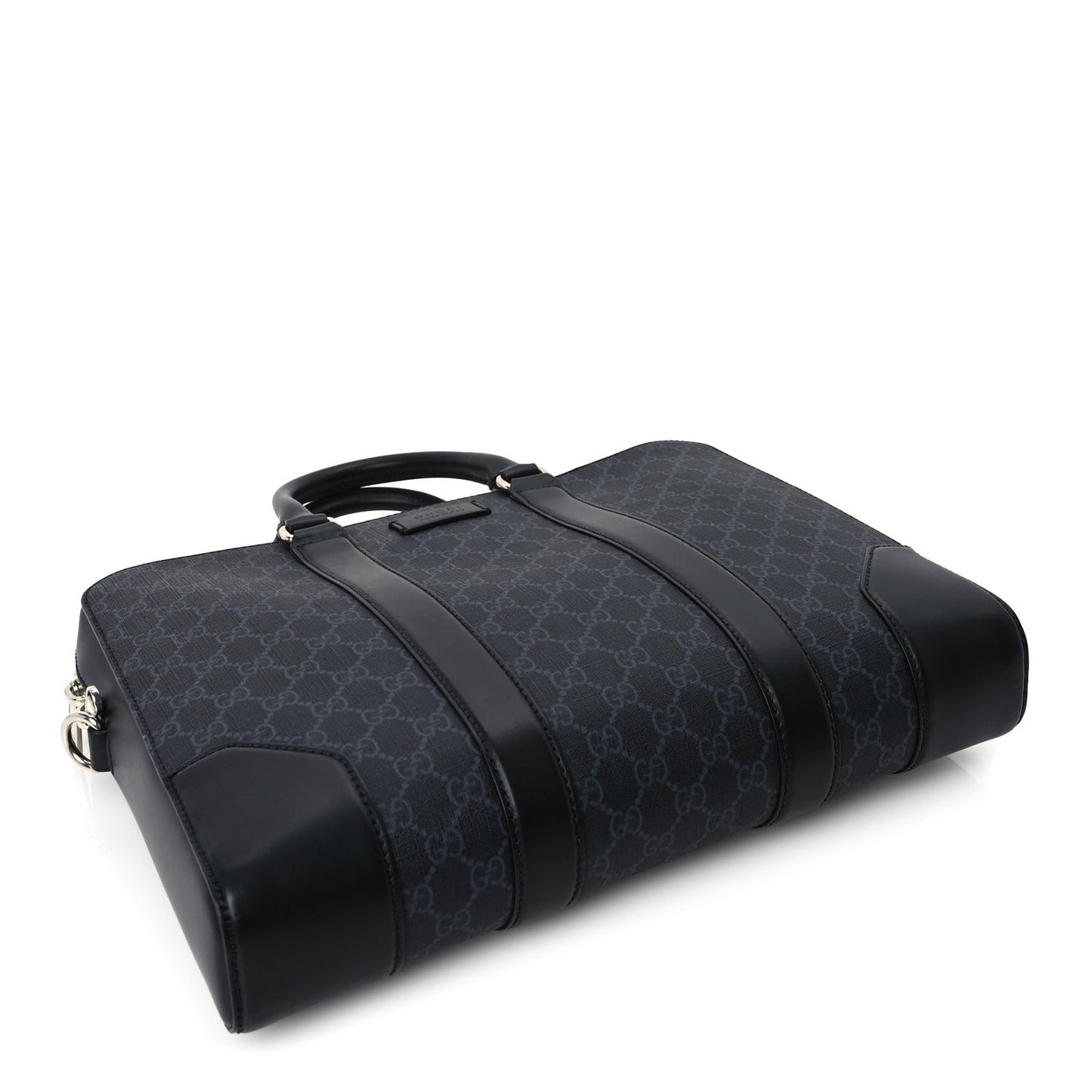 GG Supreme Monogram Appia Calfskin Web Briefcase Black