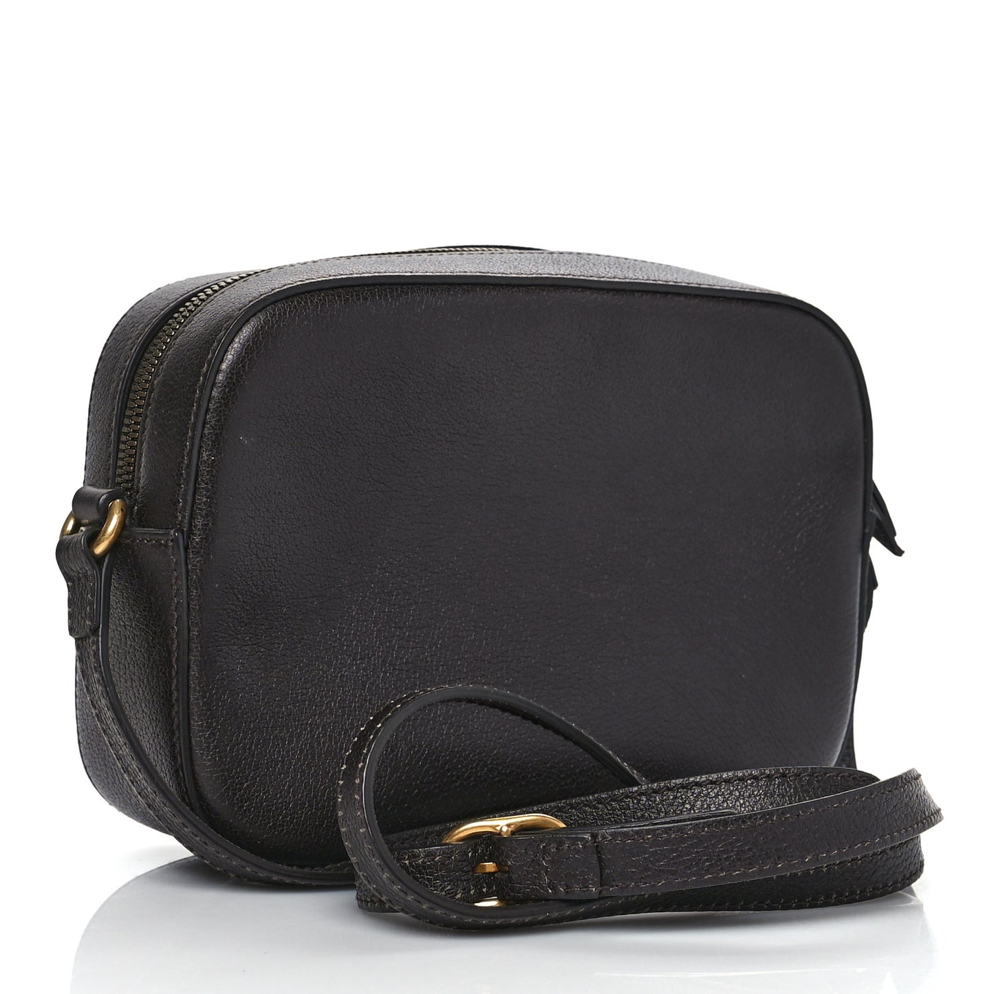 Textured Calfskin Web Small Webby Bee Shoulder Bag Brown Coffee
