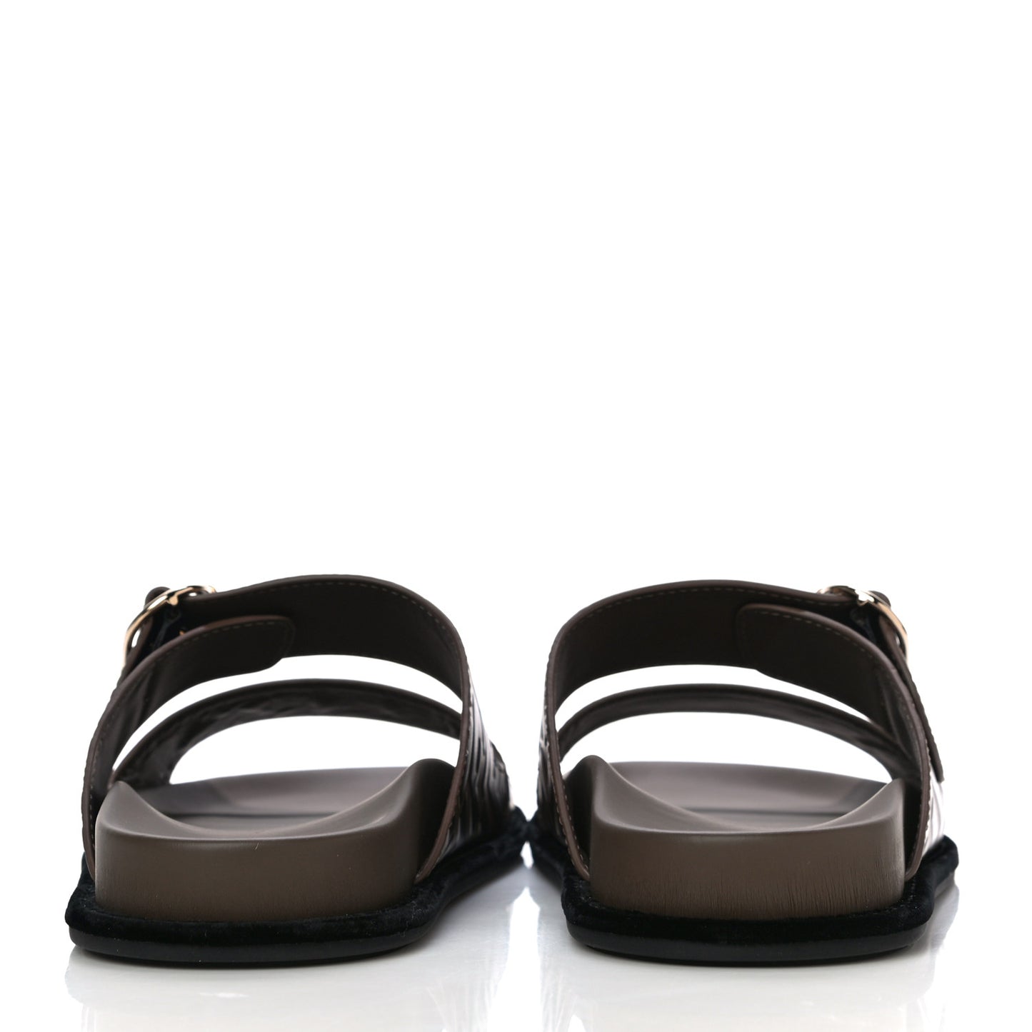 Calfskin FF Embossed Slide Sandals 40.5 Maya Black