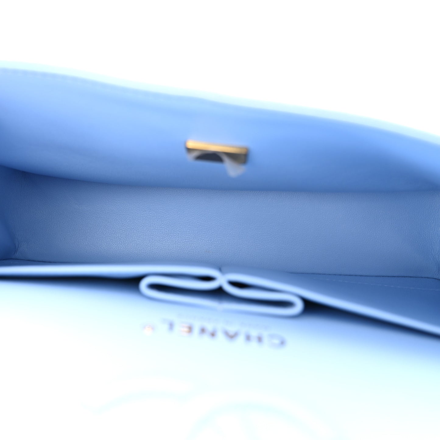 Caviar Quilted Small Double Flap Light Blue