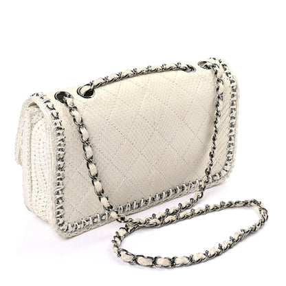 Chanel Snakeskin Crochet Quilted Flap Bag Beige 2 of 8