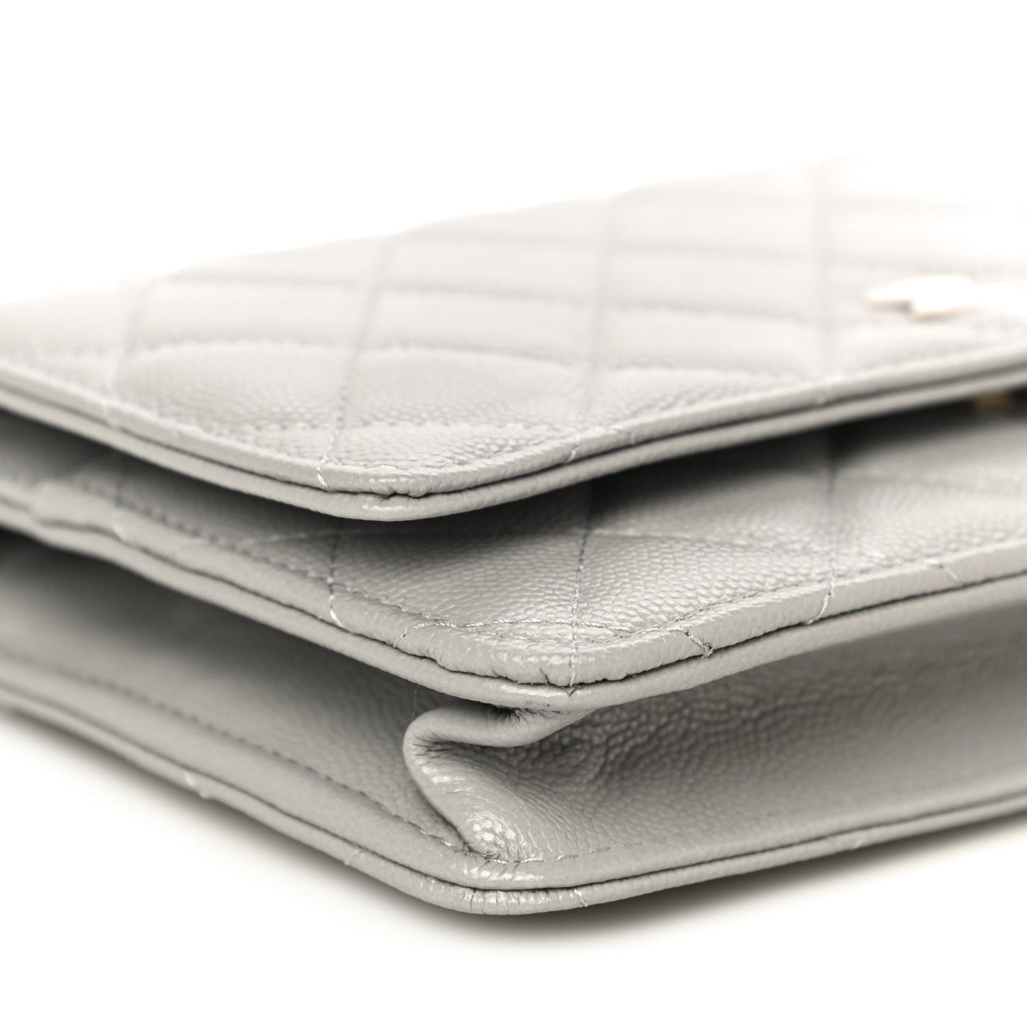 Caviar Quilted Wallet On Chain WOC Grey