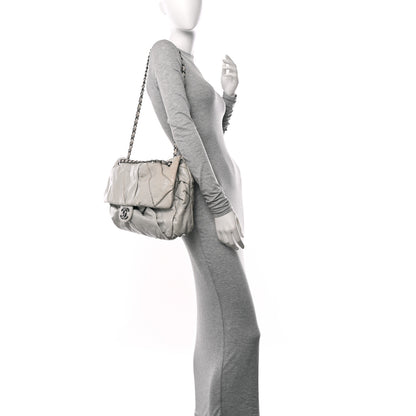 Chanel Glazed Calfskin Twisted Maxi Flap Light Grey 2 of 12