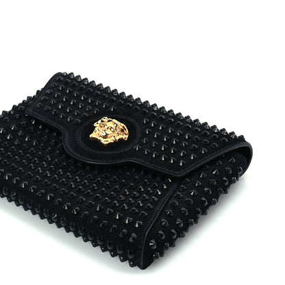 Versace Suede Studded Medusa Chain Clutch Black 8 of 8